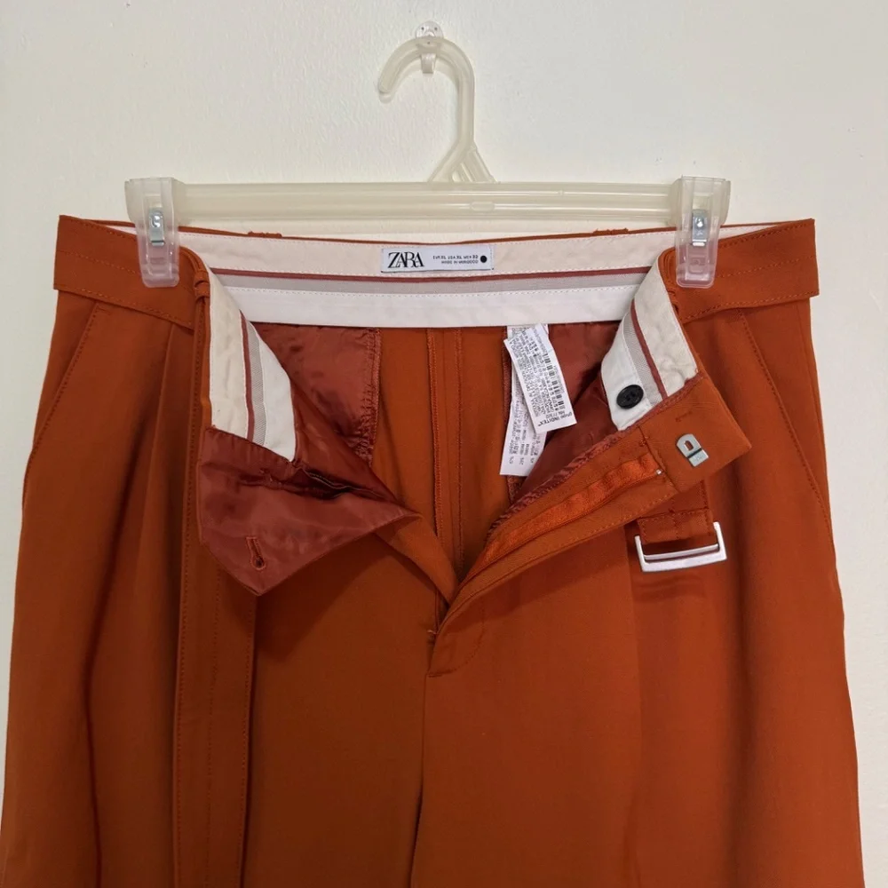 Zara The Straight Tapered Trousers in Geranium Color Size XL Style  2659/460/616 - Picture 10 of 15